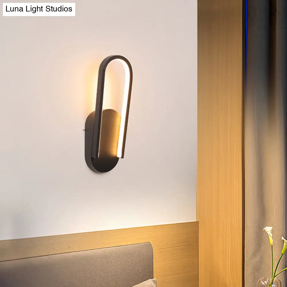 DecorBites™ Sleek Black/White Sloped Half-Oblong Sconce Minimalist Acrylic LED Wall Light in Warm/White - Perfect for Parlor