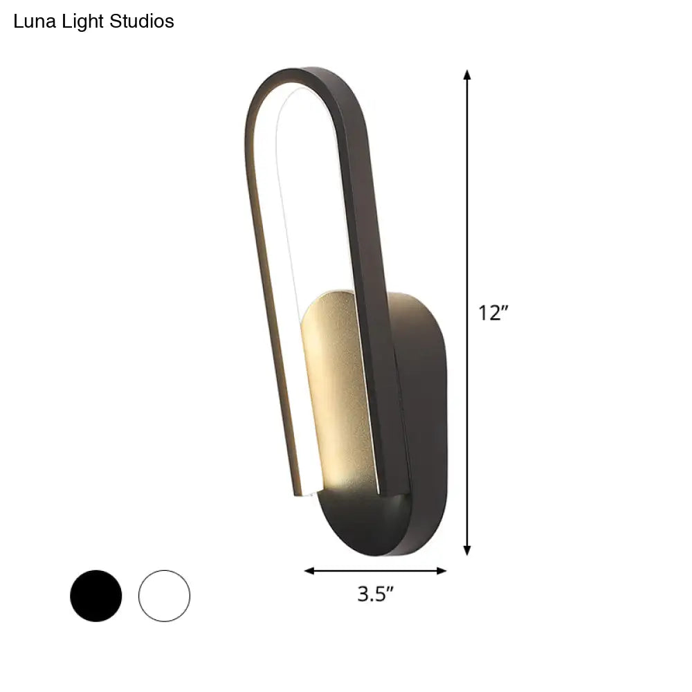 DecorBites™ Sleek Black/White Sloped Half-Oblong Sconce Minimalist Acrylic LED Wall Light in Warm/White - Perfect for Parlor