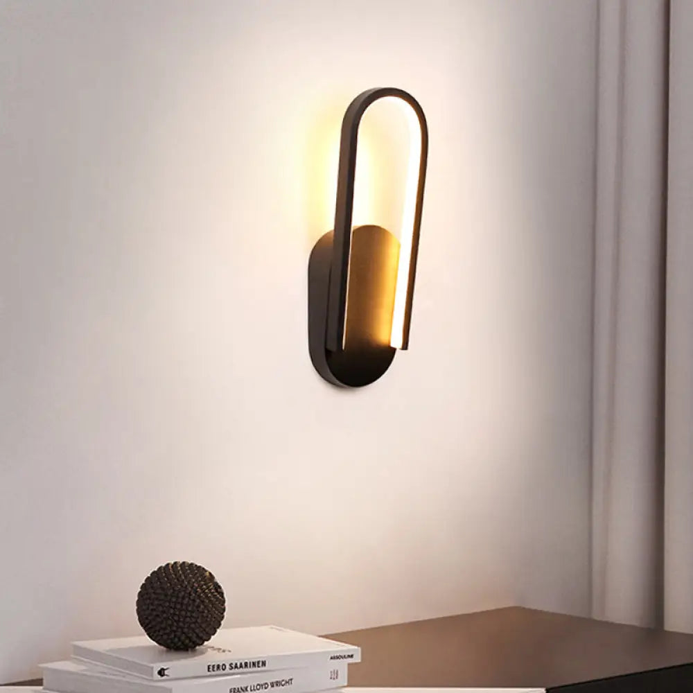 DecorBites™ Sleek Black/White Sloped Half-Oblong Sconce Minimalist Acrylic LED Wall Light in Warm/White - Perfect for Parlor