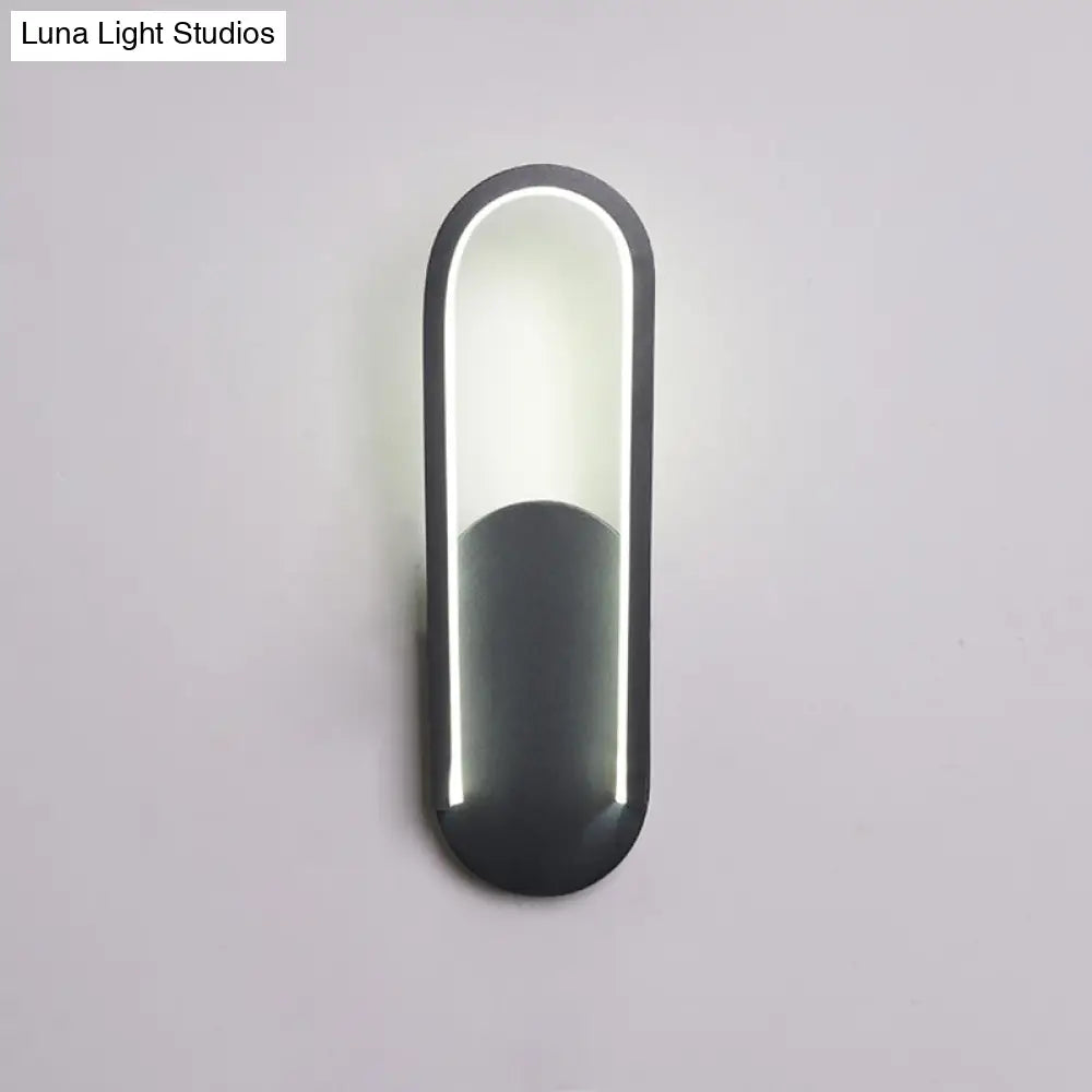 DecorBites™ Sleek Black/White Sloped Half-Oblong Sconce Minimalist Acrylic LED Wall Light in Warm/White - Perfect for Parlor