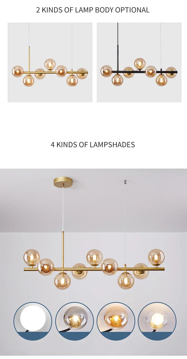 DecorBites™ Sleek Glass Ball Chandelier for Dining Room