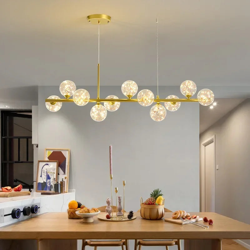 DecorBites™ Sleek Glass Ball Chandelier for Dining Room