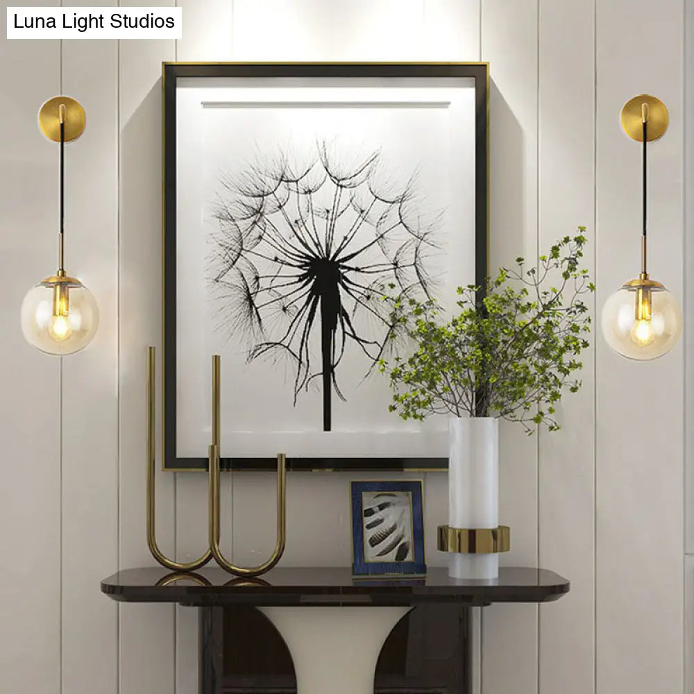 DecorBites™ Sleek Glass Spherical Wall Sconce Light - Stylish Single Bulb Wall Hanging Lighting for Living Room