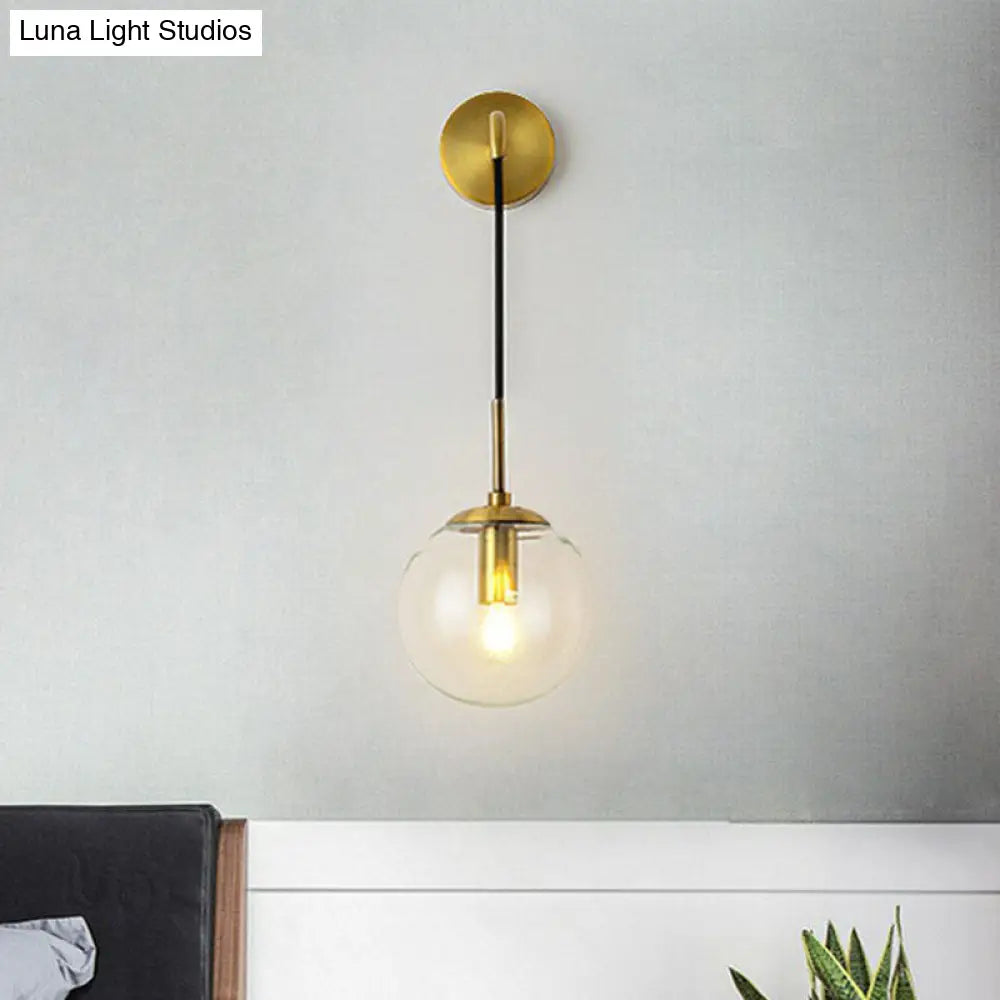 DecorBites™ Sleek Glass Spherical Wall Sconce Light - Stylish Single Bulb Wall Hanging Lighting for Living Room