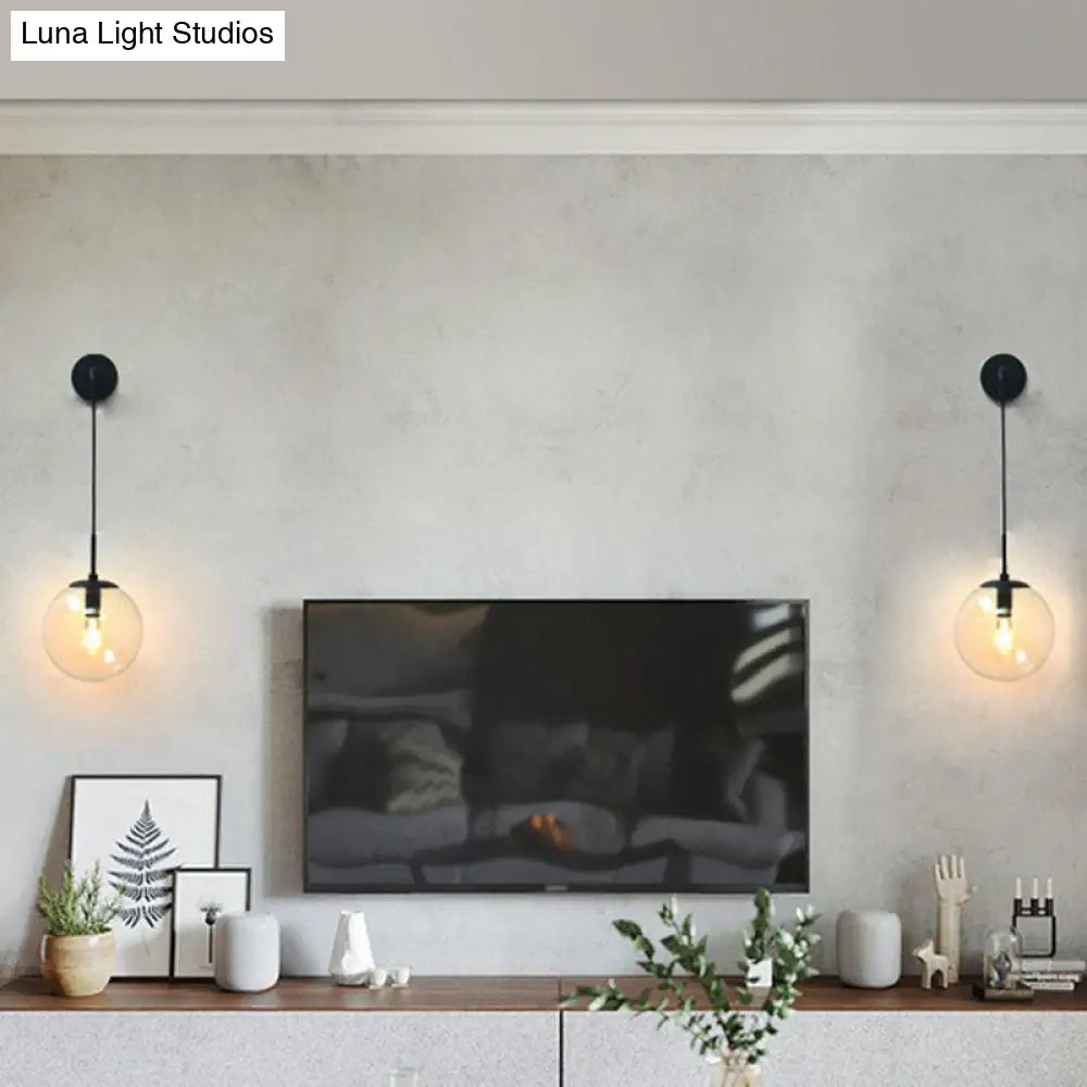 DecorBites™ Sleek Glass Spherical Wall Sconce Light - Stylish Single Bulb Wall Hanging Lighting for Living Room
