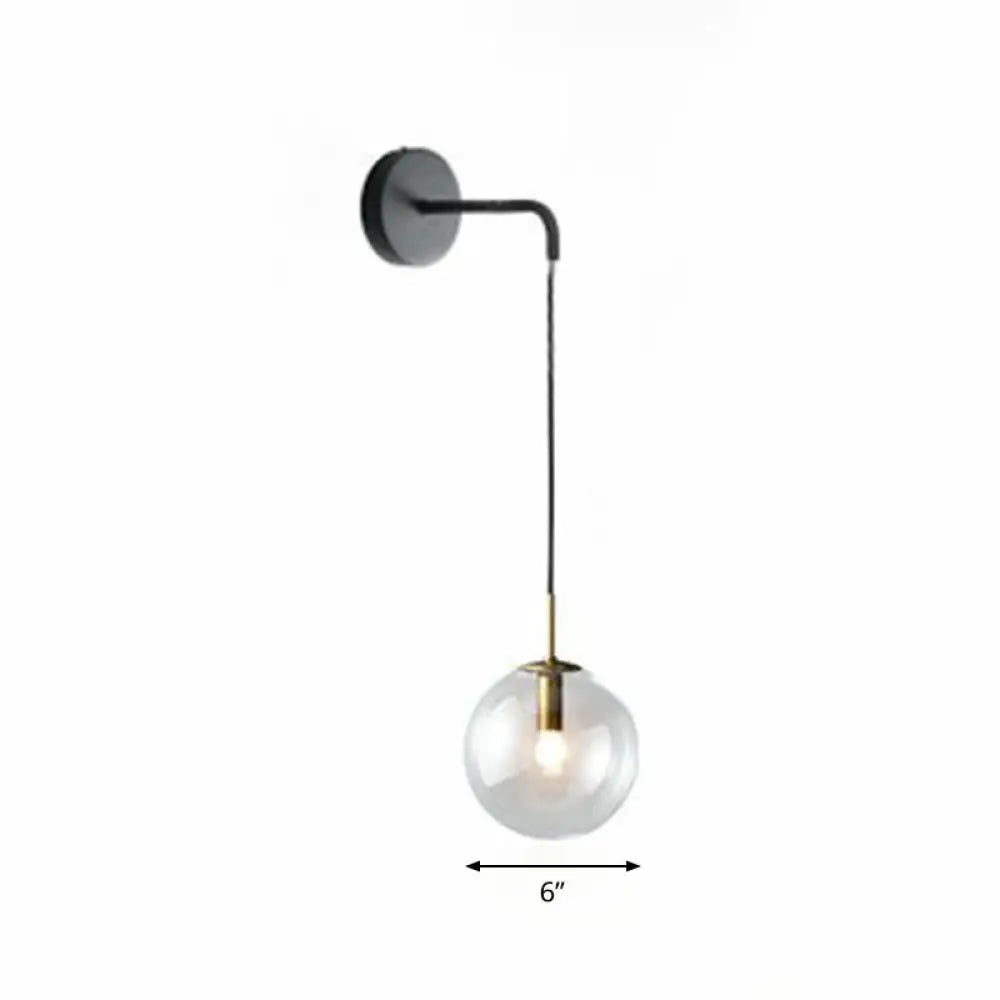 DecorBites™ Sleek Glass Spherical Wall Sconce Light - Stylish Single Bulb Wall Hanging Lighting for Living Room