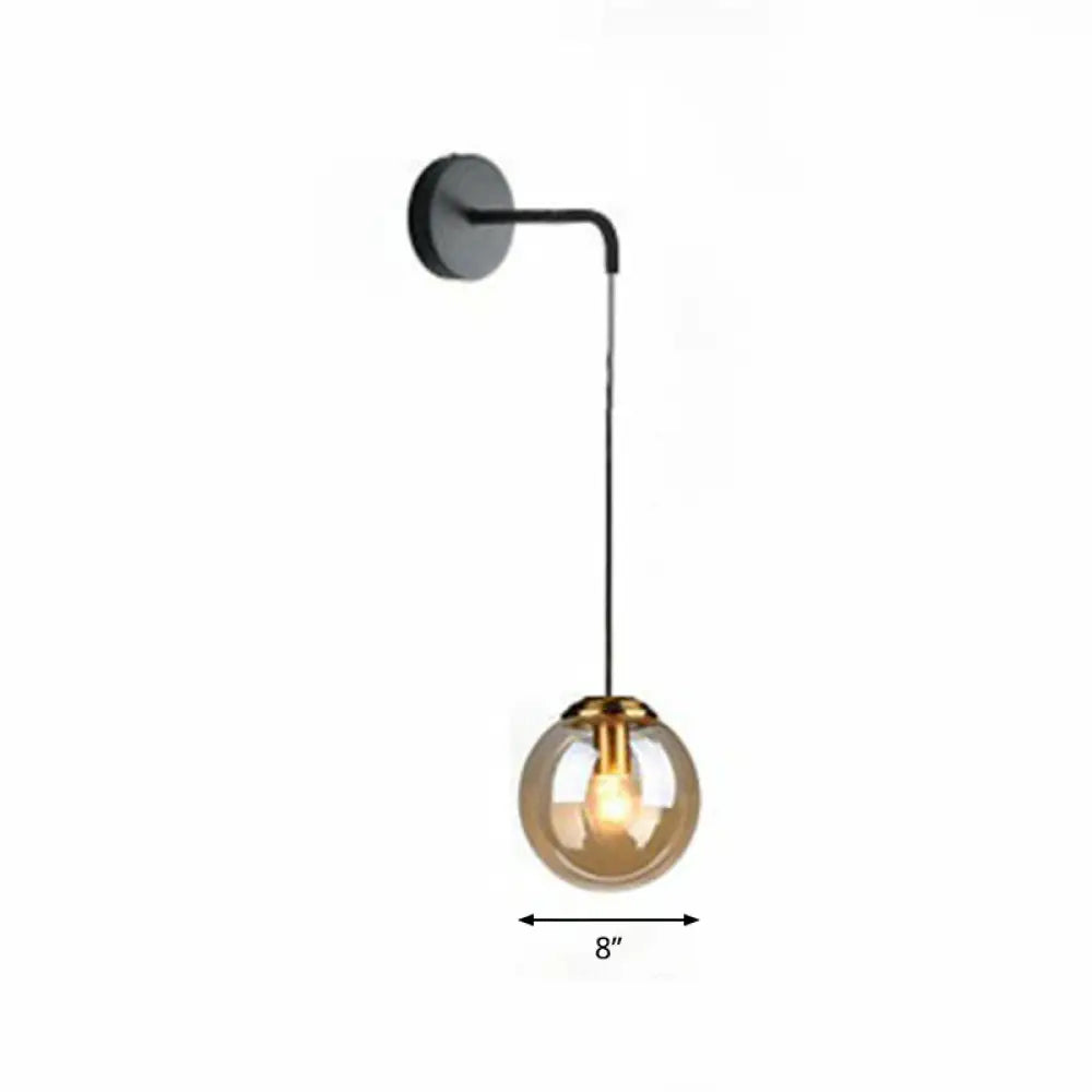 DecorBites™ Sleek Glass Spherical Wall Sconce Light - Stylish Single Bulb Wall Hanging Lighting for Living Room
