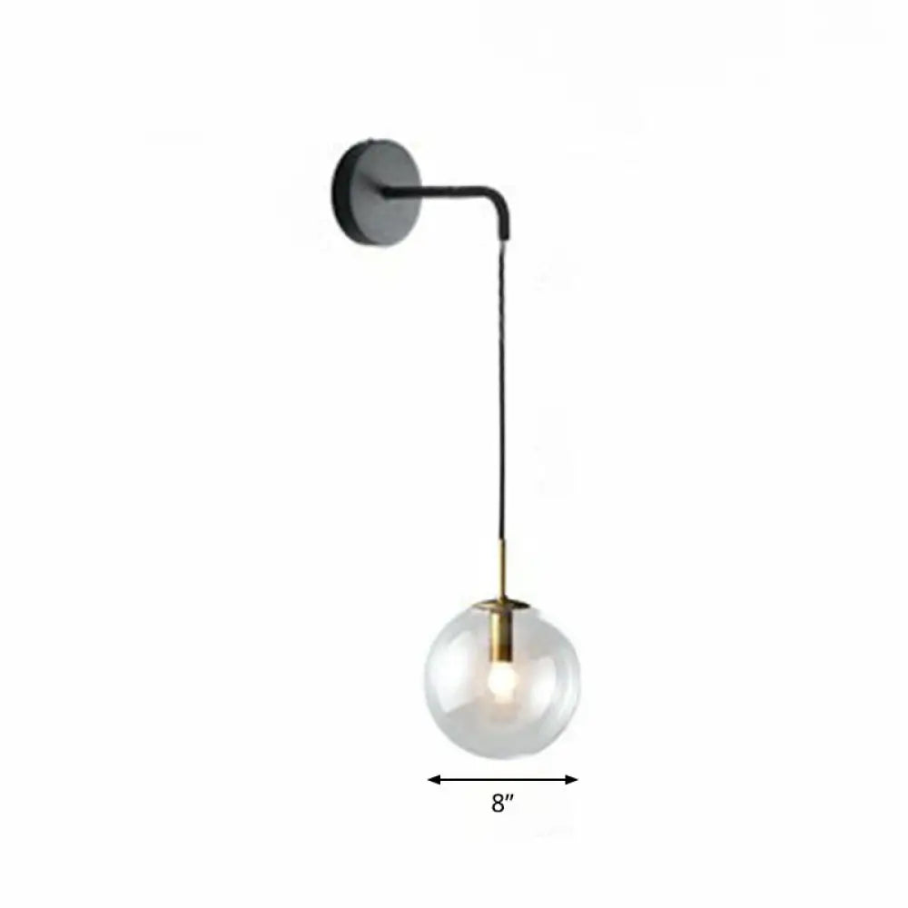 DecorBites™ Sleek Glass Spherical Wall Sconce Light - Stylish Single Bulb Wall Hanging Lighting for Living Room