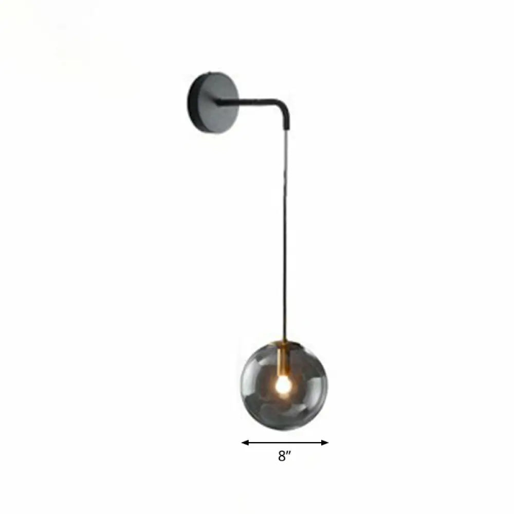 DecorBites™ Sleek Glass Spherical Wall Sconce Light - Stylish Single Bulb Wall Hanging Lighting for Living Room