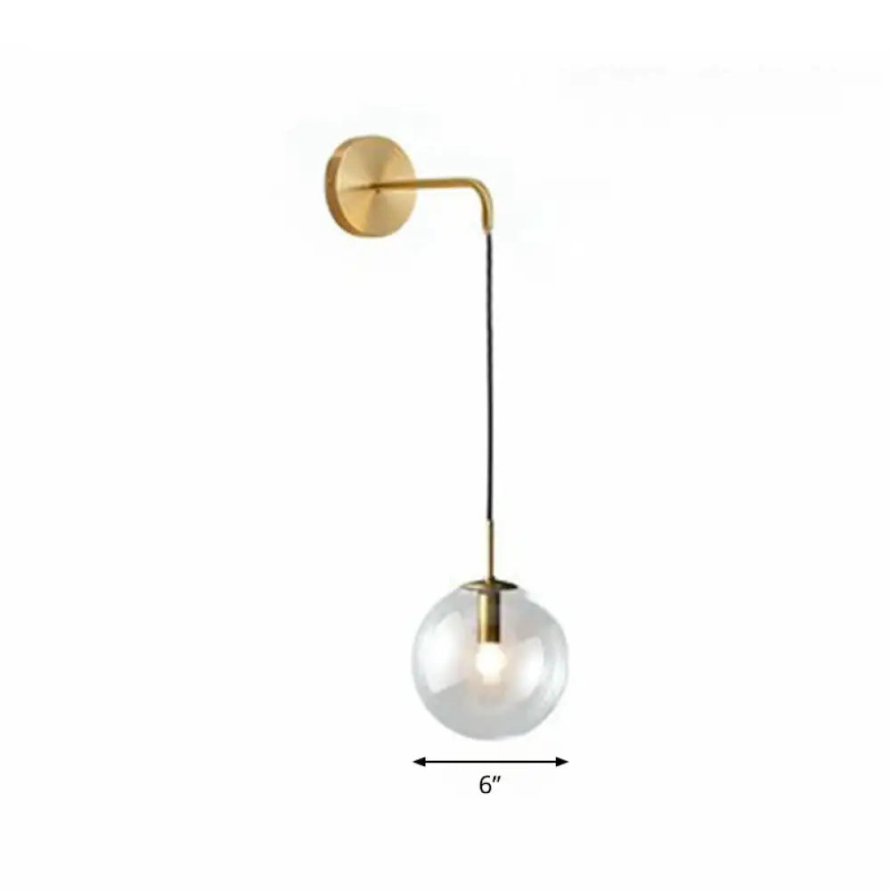 DecorBites™ Sleek Glass Spherical Wall Sconce Light - Stylish Single Bulb Wall Hanging Lighting for Living Room