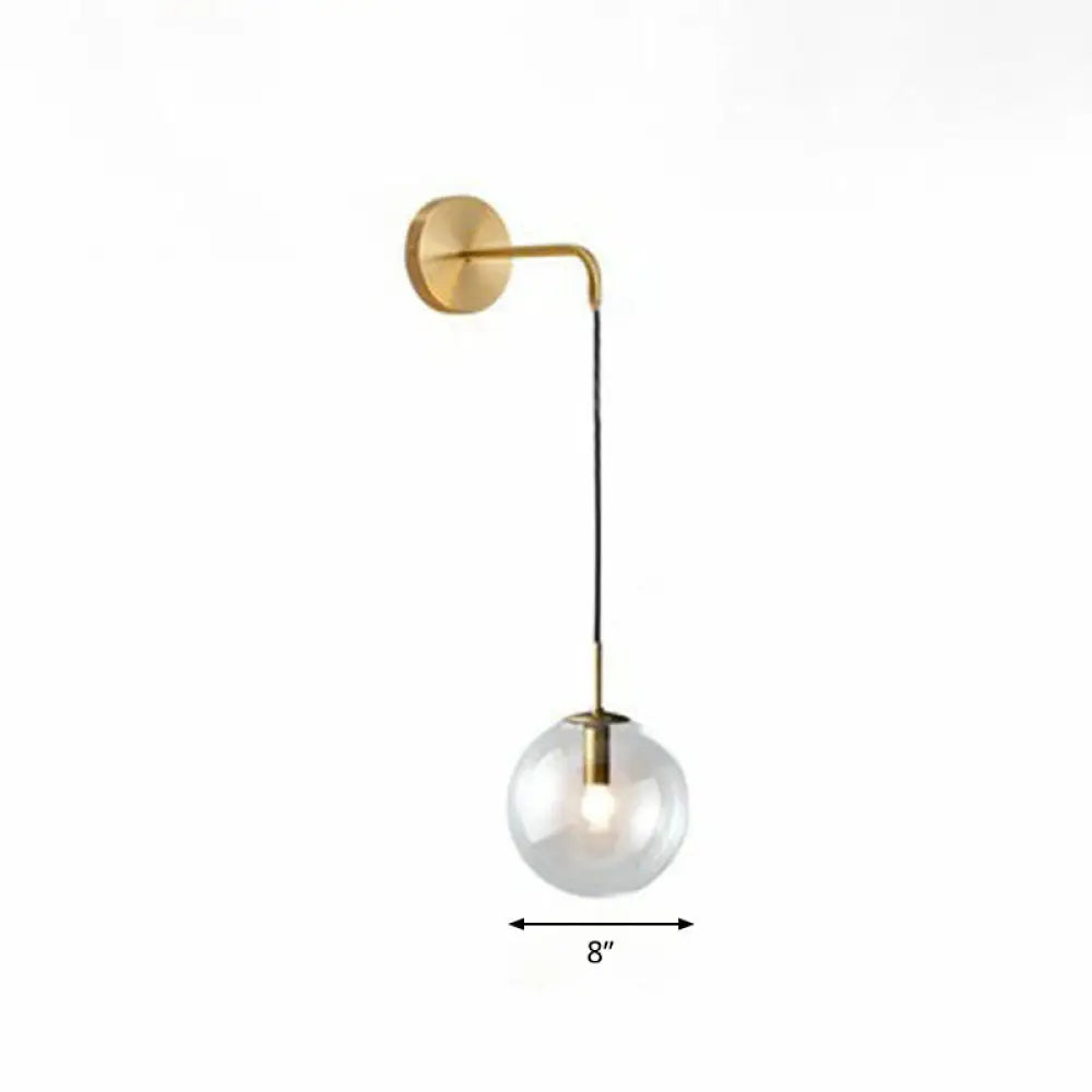 DecorBites™ Sleek Glass Spherical Wall Sconce Light - Stylish Single Bulb Wall Hanging Lighting for Living Room