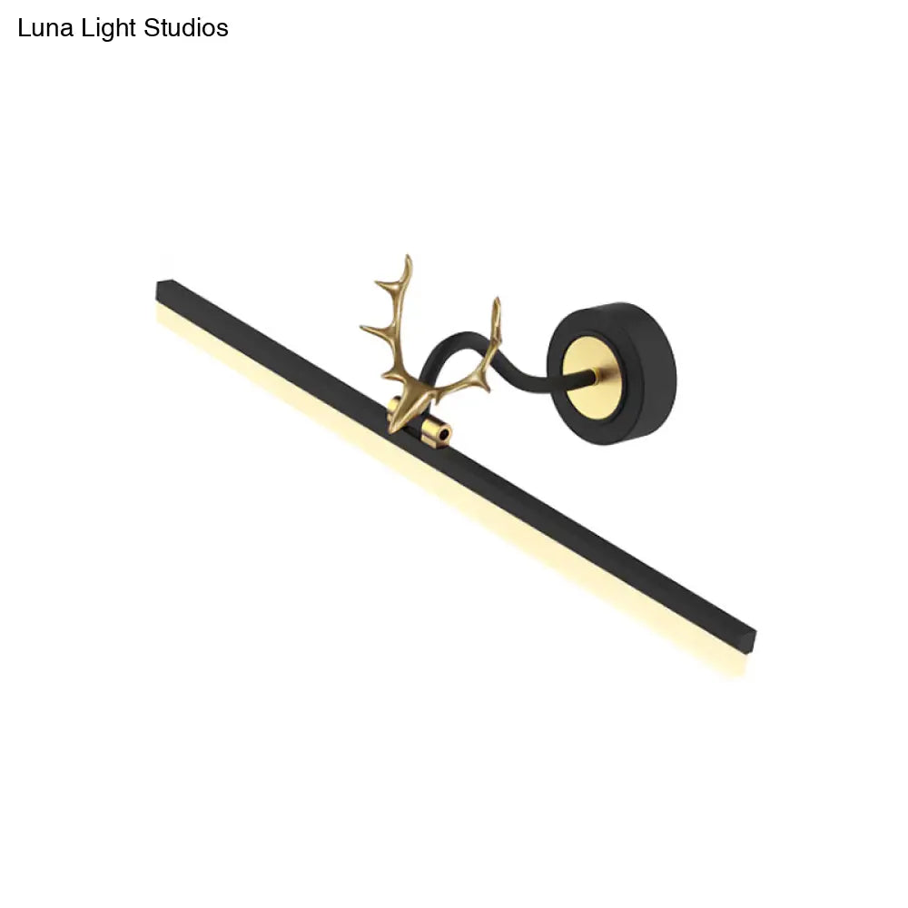 DecorBites™ Sleek LED Antler Wall Mount Lamp with Acrylic Shade in Warm/White Light - Black Linear Vanity Light