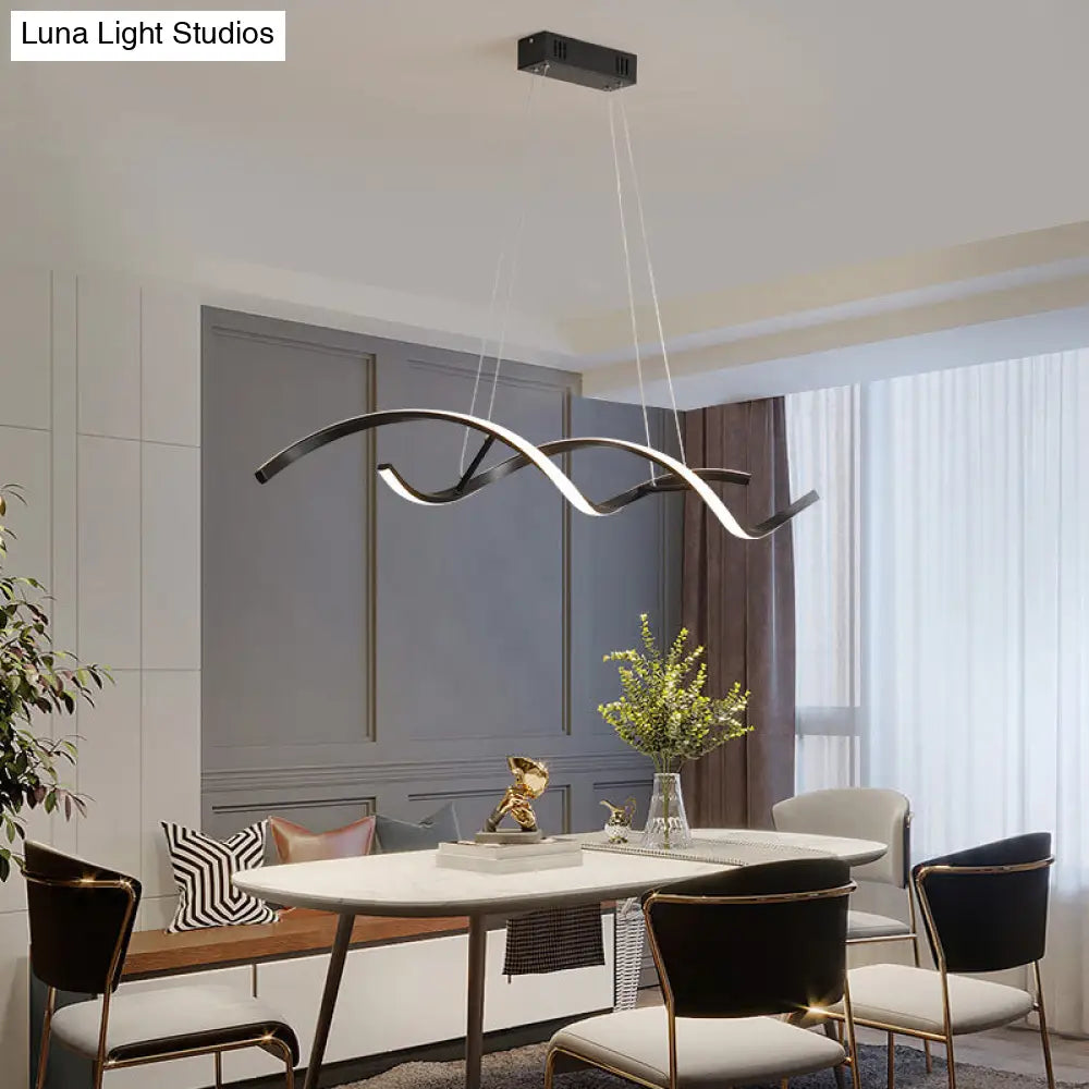 DecorBites™ Sleek LED Dining Room Chandelier - Twisted Aluminium Simplicity Island Light