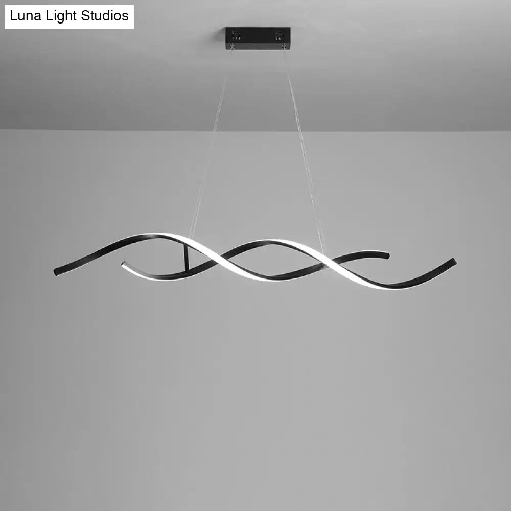 DecorBites™ Sleek LED Dining Room Chandelier - Twisted Aluminium Simplicity Island Light