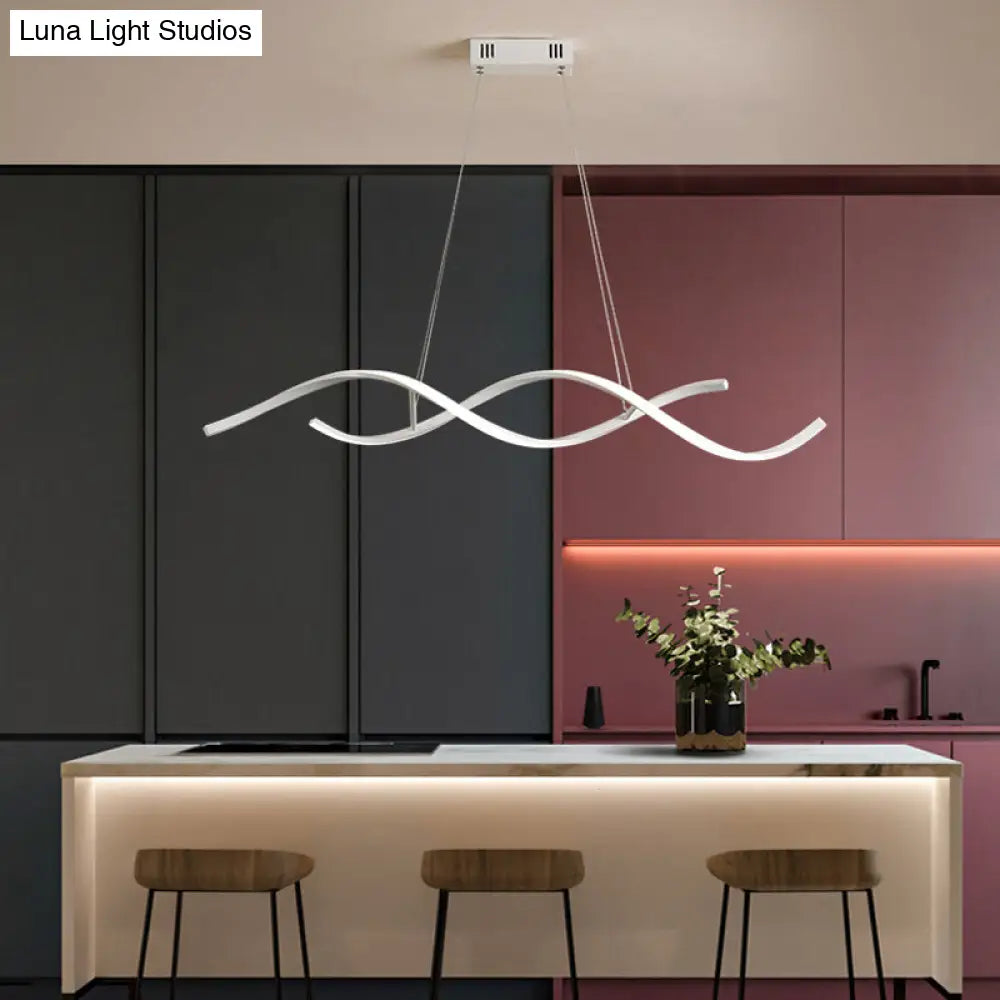 DecorBites™ Sleek LED Dining Room Chandelier - Twisted Aluminium Simplicity Island Light