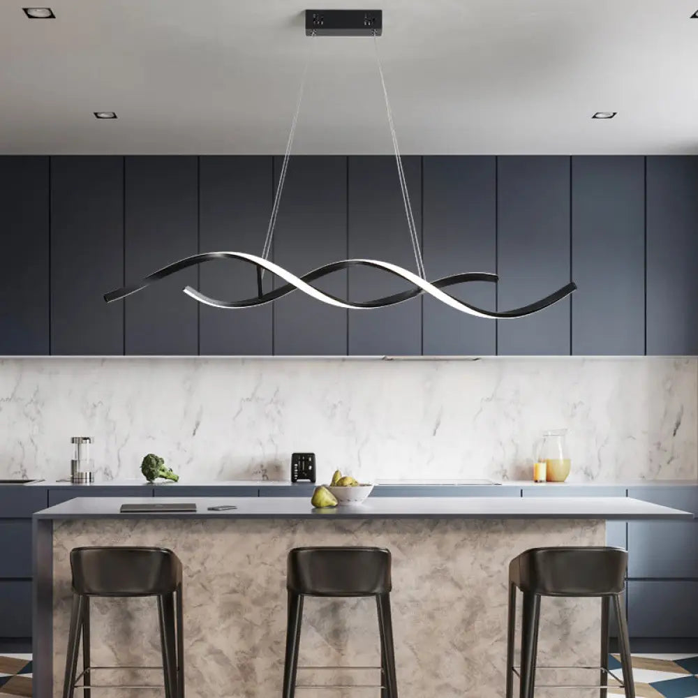 DecorBites™ Sleek LED Dining Room Chandelier - Twisted Aluminium Simplicity Island Light