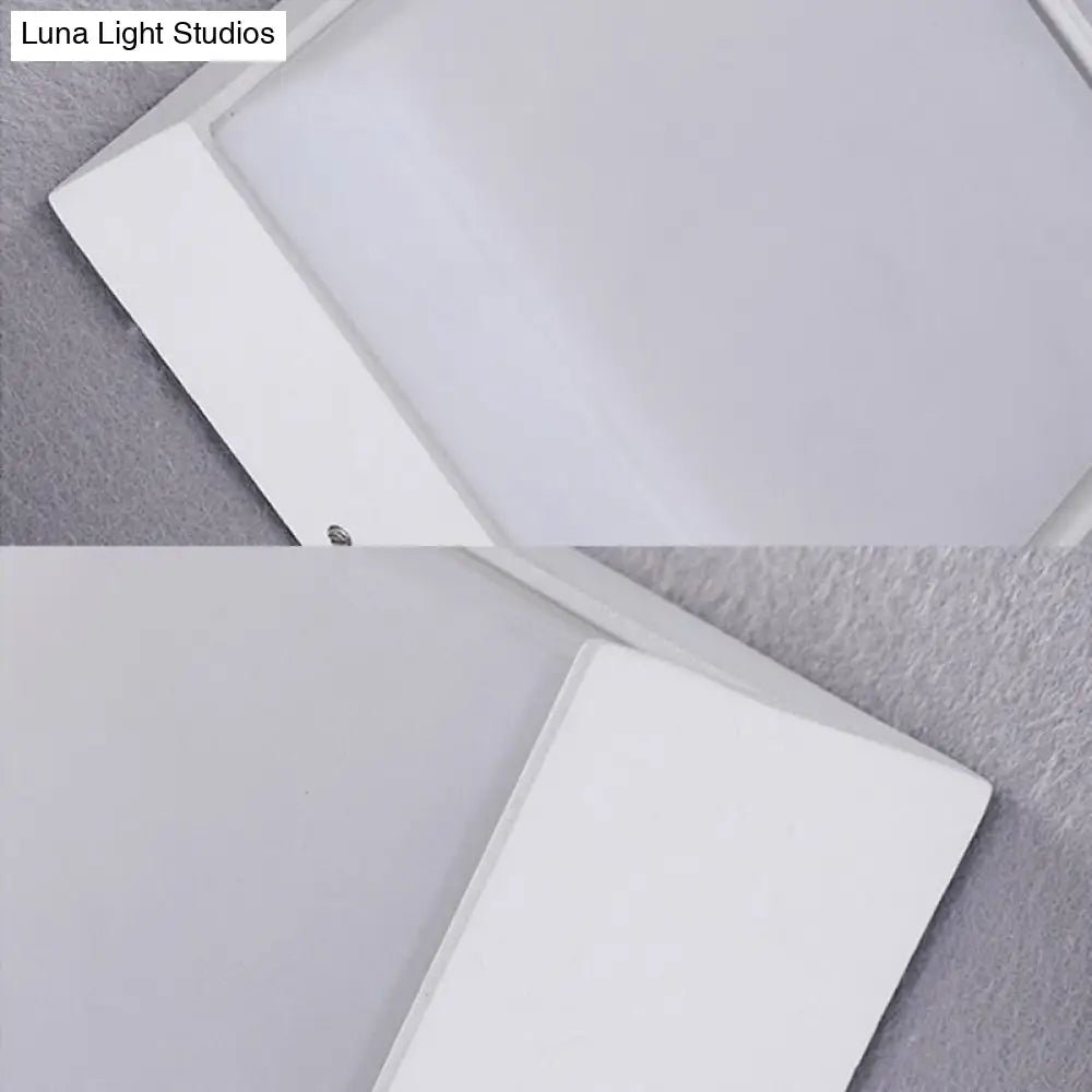 DecorBites™ Sleek Metal and Acrylic Wall Sconce: Simplistic Round/Square Shade with Warm/White LED Lighting for Hallways (White)
