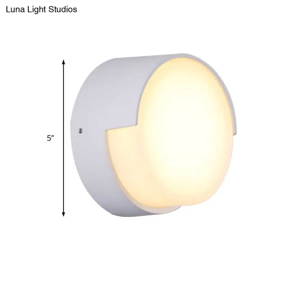 DecorBites™ Sleek Metal and Acrylic Wall Sconce: Simplistic Round/Square Shade with Warm/White LED Lighting for Hallways (White)