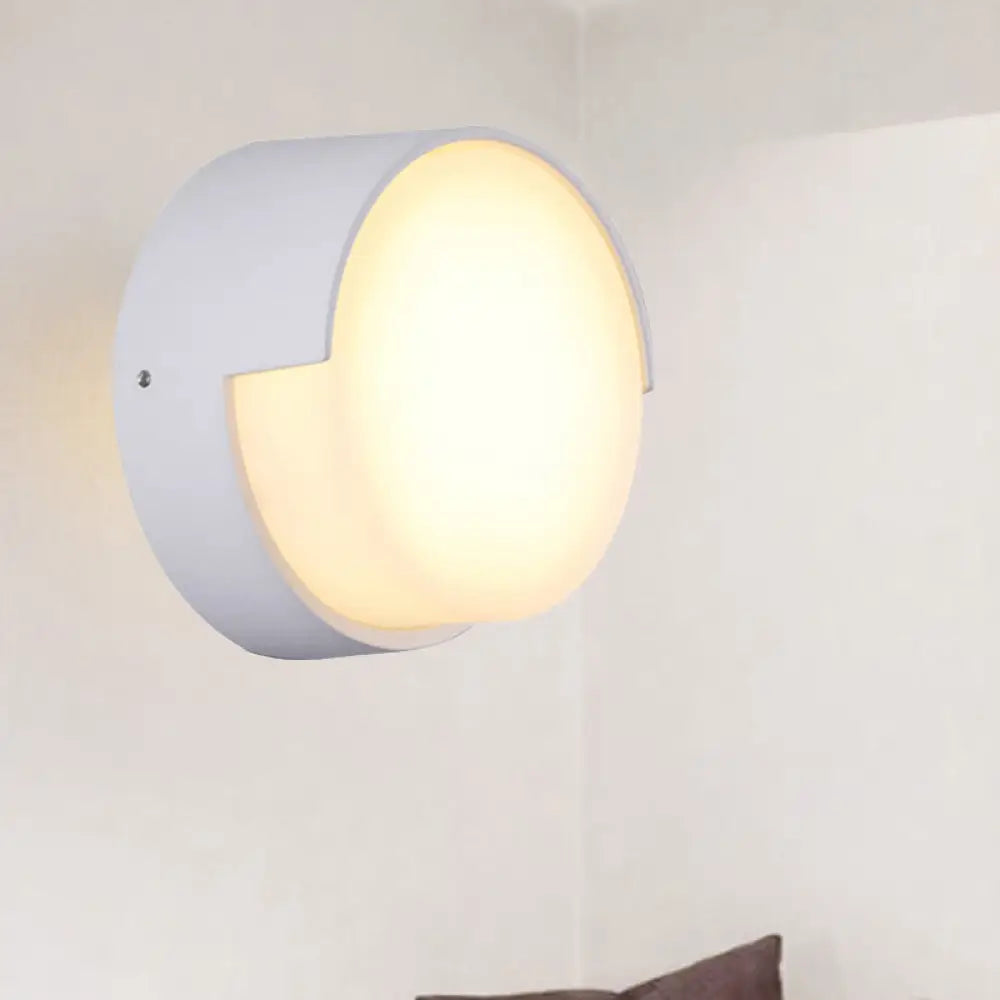 DecorBites™ Sleek Metal and Acrylic Wall Sconce: Simplistic Round/Square Shade with Warm/White LED Lighting for Hallways (White)