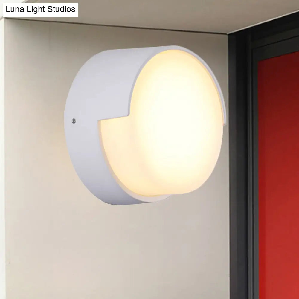 DecorBites™ Sleek Metal and Acrylic Wall Sconce: Simplistic Round/Square Shade with Warm/White LED Lighting for Hallways (White)