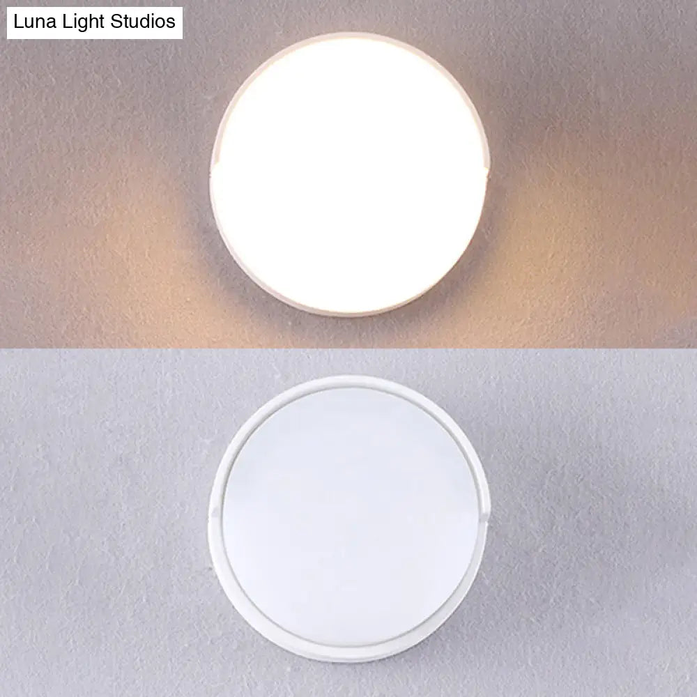 DecorBites™ Sleek Metal and Acrylic Wall Sconce: Simplistic Round/Square Shade with Warm/White LED Lighting for Hallways (White)