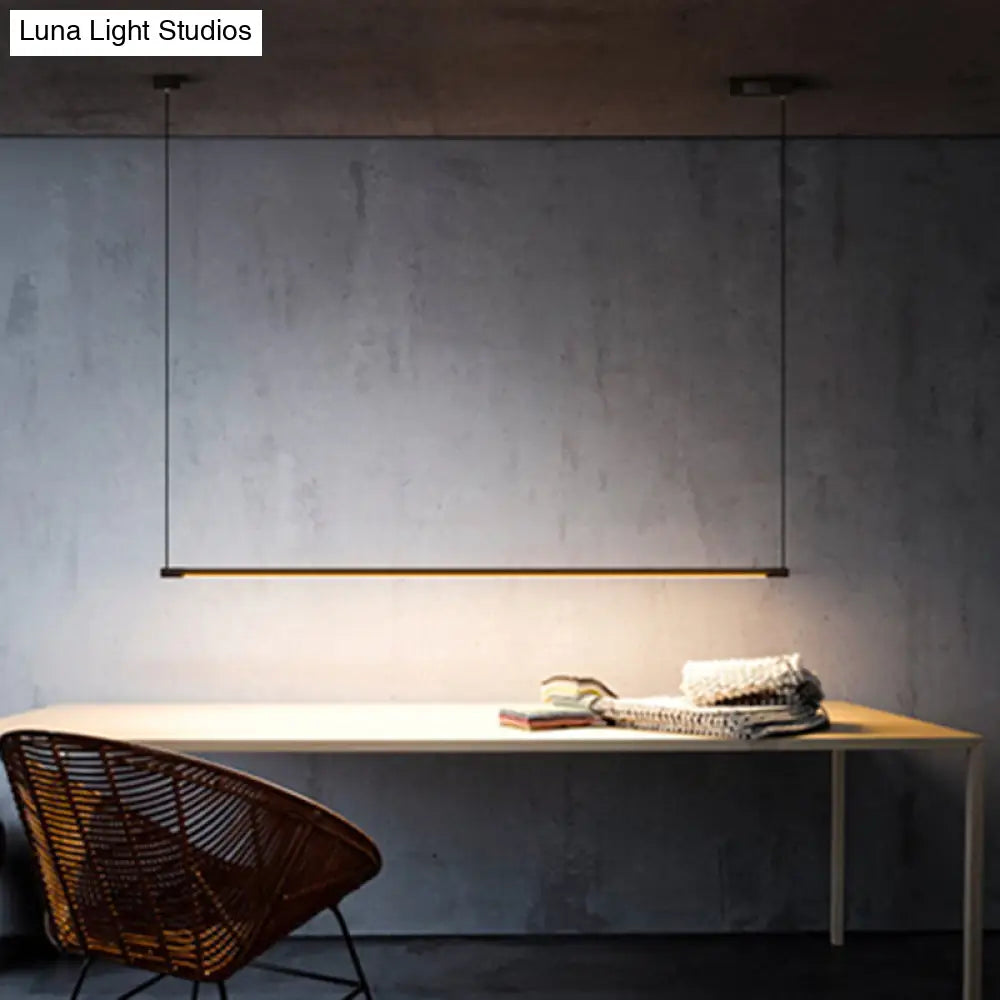 DecorBites™ Sleek Metal Black LED Pendant Lamp for Stylish Island Table