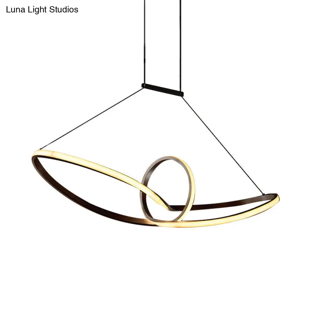DecorBites™ Sleek Metal Island Pendant with LED Suspension Lighting in Black/White for Warm/White Light