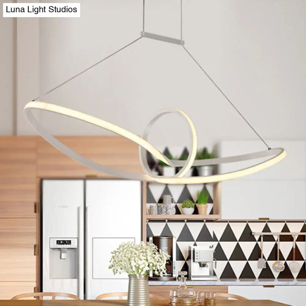 DecorBites™ Sleek Metal Island Pendant with LED Suspension Lighting in Black/White for Warm/White Light