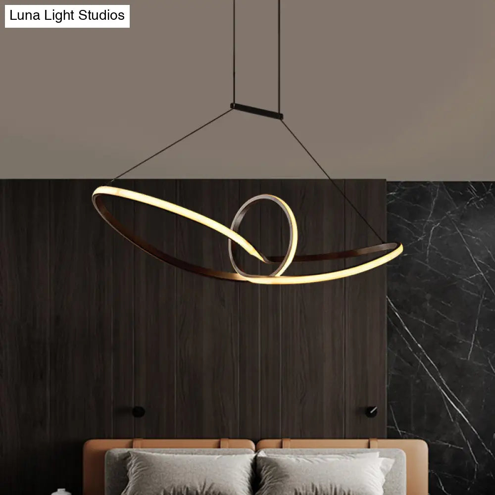 DecorBites™ Sleek Metal Island Pendant with LED Suspension Lighting in Black/White for Warm/White Light