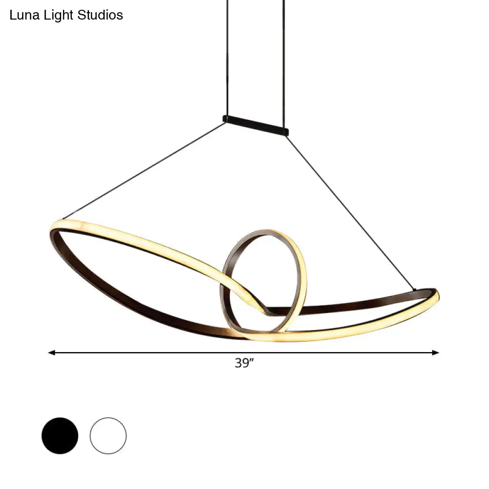 DecorBites™ Sleek Metal Island Pendant with LED Suspension Lighting in Black/White for Warm/White Light