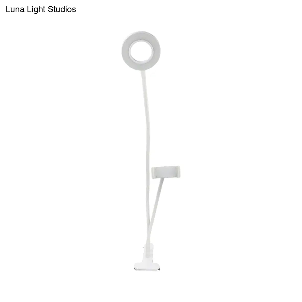 DecorBites™ Sleek Metal Round USB Mirror Lamp with Portable LED Fill Lighting and Flexible Arm, Simplicity Black/White Finish