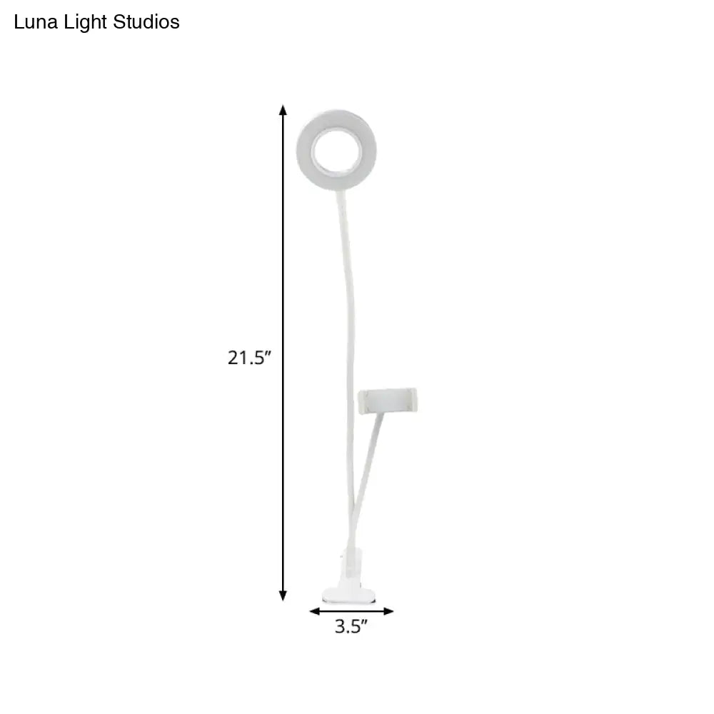 DecorBites™ Sleek Metal Round USB Mirror Lamp with Portable LED Fill Lighting and Flexible Arm, Simplicity Black/White Finish