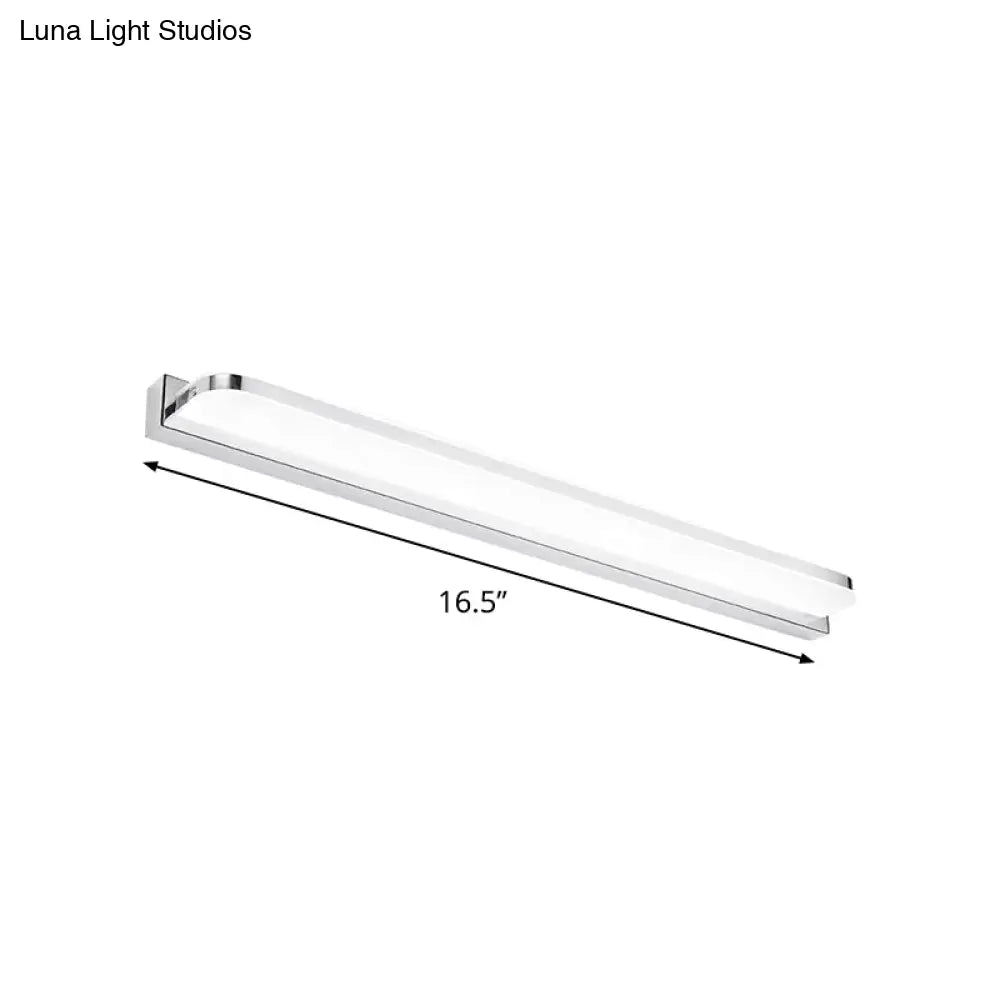 DecorBites™ Sleek Stainless Steel Chrome LED Sconce - Rectangular Wall Vanity Light Fixture (16.5"/20.5"/24.5") with Rounded Corner, Warm/White Light