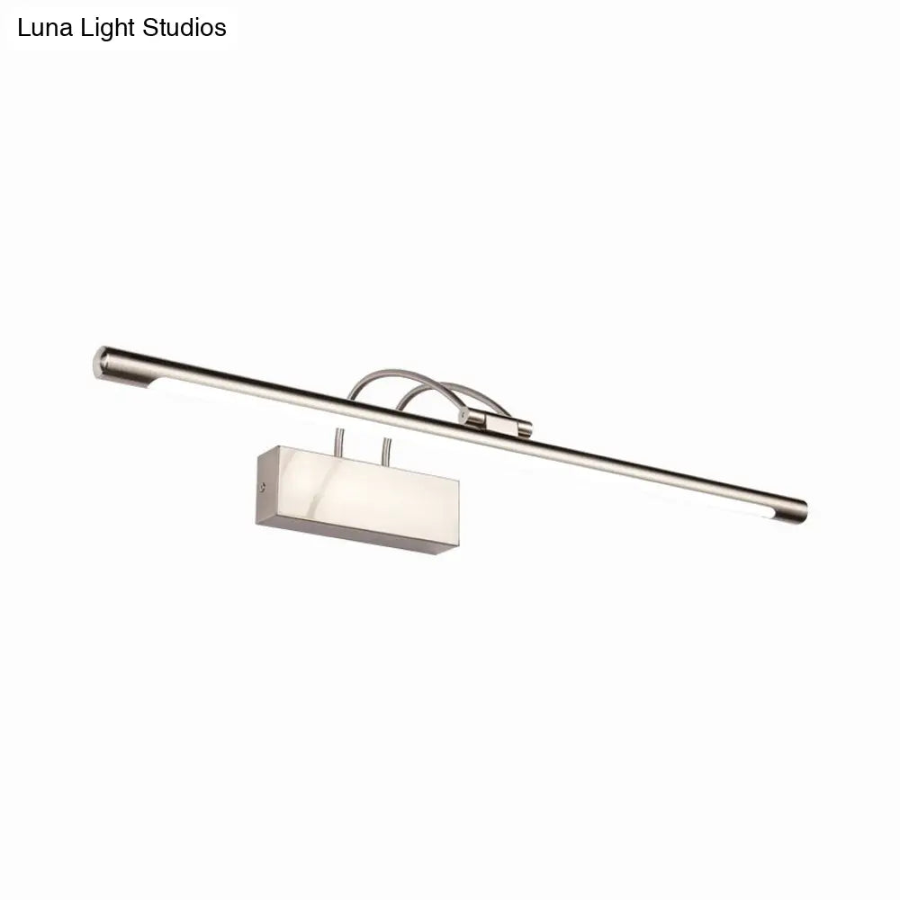DecorBites™ Sleek Tube Vanity Wall Light - Metal, LED Bathroom Sconce in Nickel/Brushed Brass - 18"/21.5" Width - Warm/White Lighting