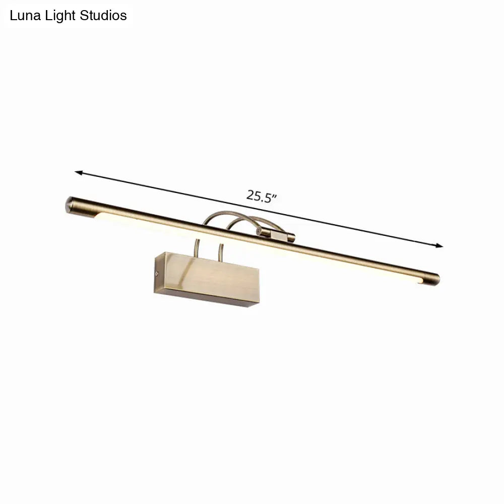 DecorBites™ Sleek Tube Vanity Wall Light - Metal, LED Bathroom Sconce in Nickel/Brushed Brass - 18"/21.5" Width - Warm/White Lighting