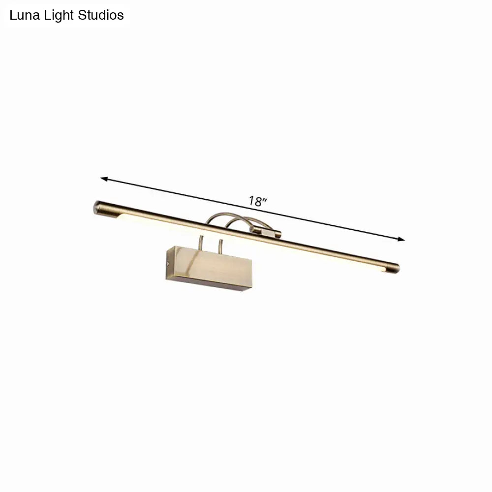 DecorBites™ Sleek Tube Vanity Wall Light - Metal, LED Bathroom Sconce in Nickel/Brushed Brass - 18"/21.5" Width - Warm/White Lighting