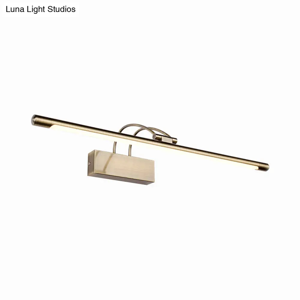 DecorBites™ Sleek Tube Vanity Wall Light - Metal, LED Bathroom Sconce in Nickel/Brushed Brass - 18"/21.5" Width - Warm/White Lighting