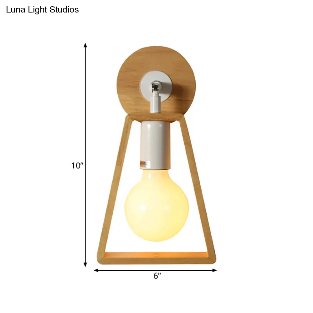 DecorBites™ Sleek Wood Wall Lamp with Exposed Bulb: Rotatable Sconce for Bedside or Ideas with Trapezoid Frame