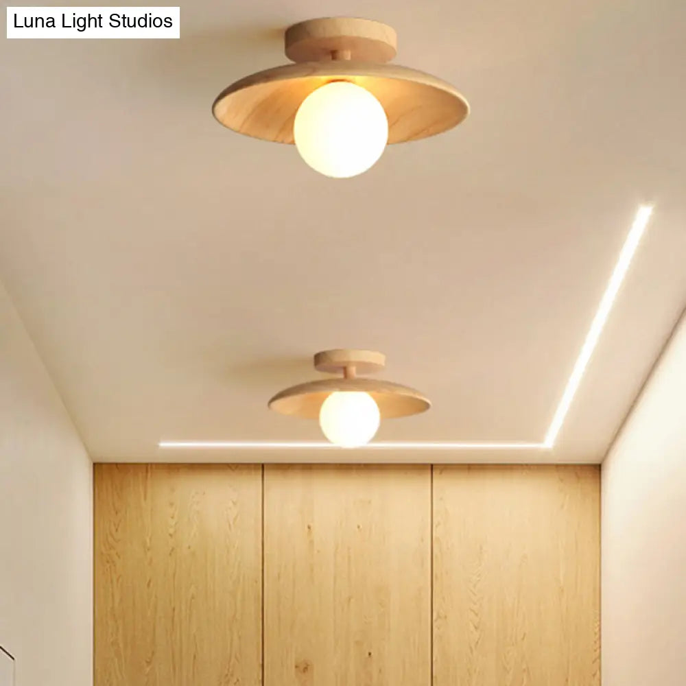 DecorBites™ Sleek Wooden Ceiling Light - Mini Semi Flush Mount Hallway Lamp