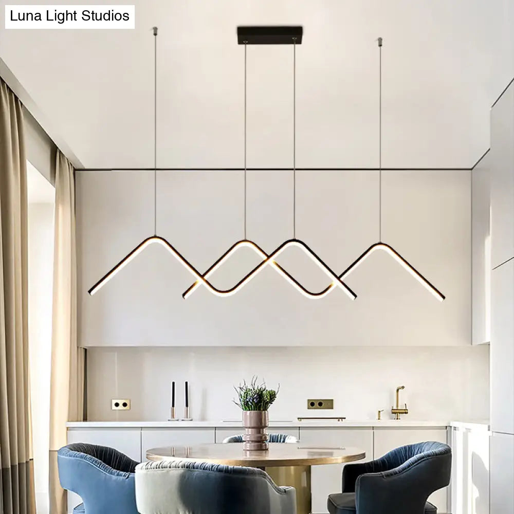 DecorBites™ Sleek Zigzag Suspension LED Ceiling Lamp in Black - Minimalist Metal Light Fixture for Restaurants