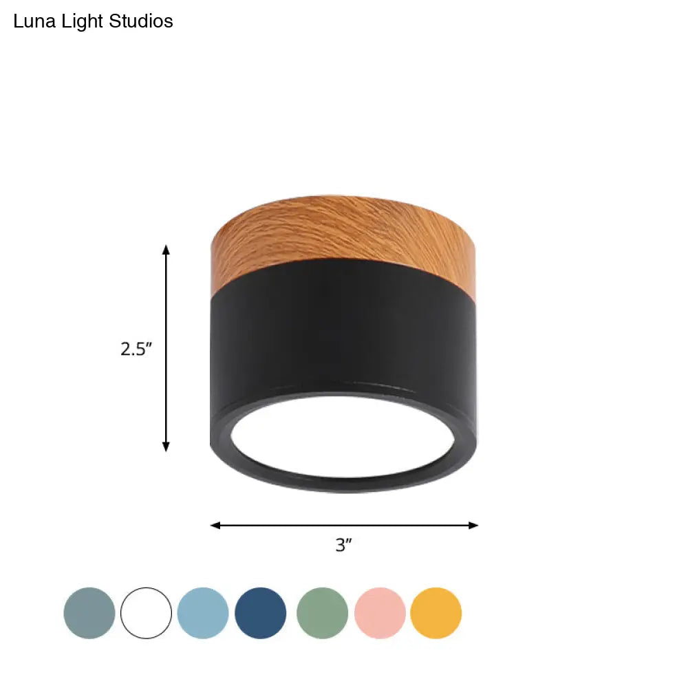 DecorBites™ Small Macaron Metal Flush Mount Ceiling Light for Kitchen Bar - Yellow/Blue/Black & Wood