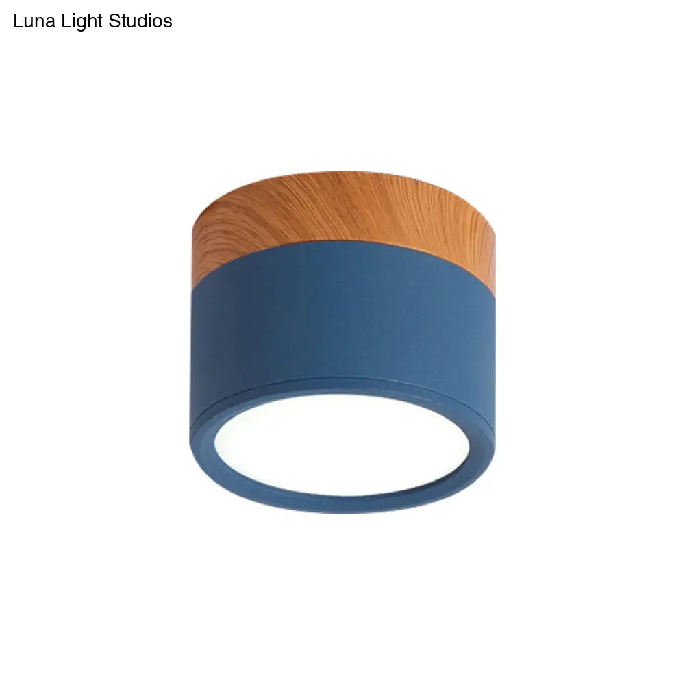 DecorBites™ Small Macaron Metal Flush Mount Ceiling Light for Kitchen Bar - Yellow/Blue/Black & Wood