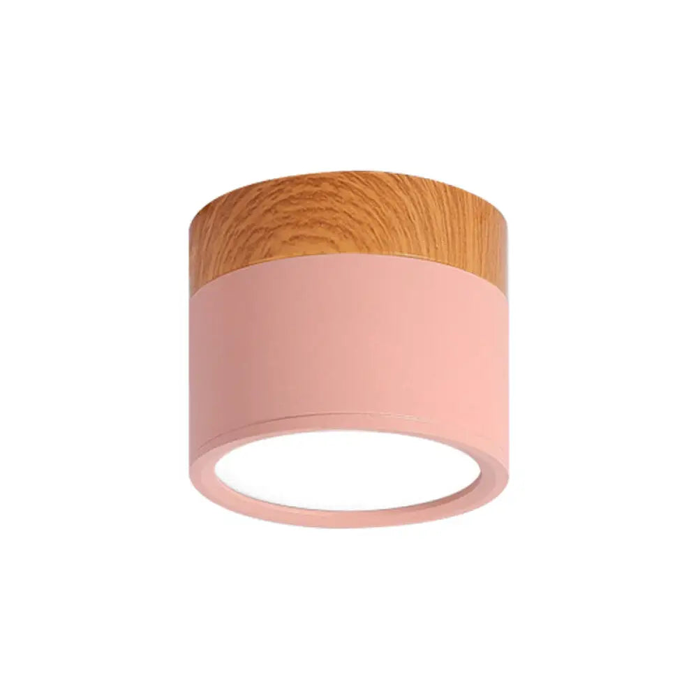DecorBites™ Small Macaron Metal Flush Mount Ceiling Light for Kitchen Bar - Yellow/Blue/Black & Wood