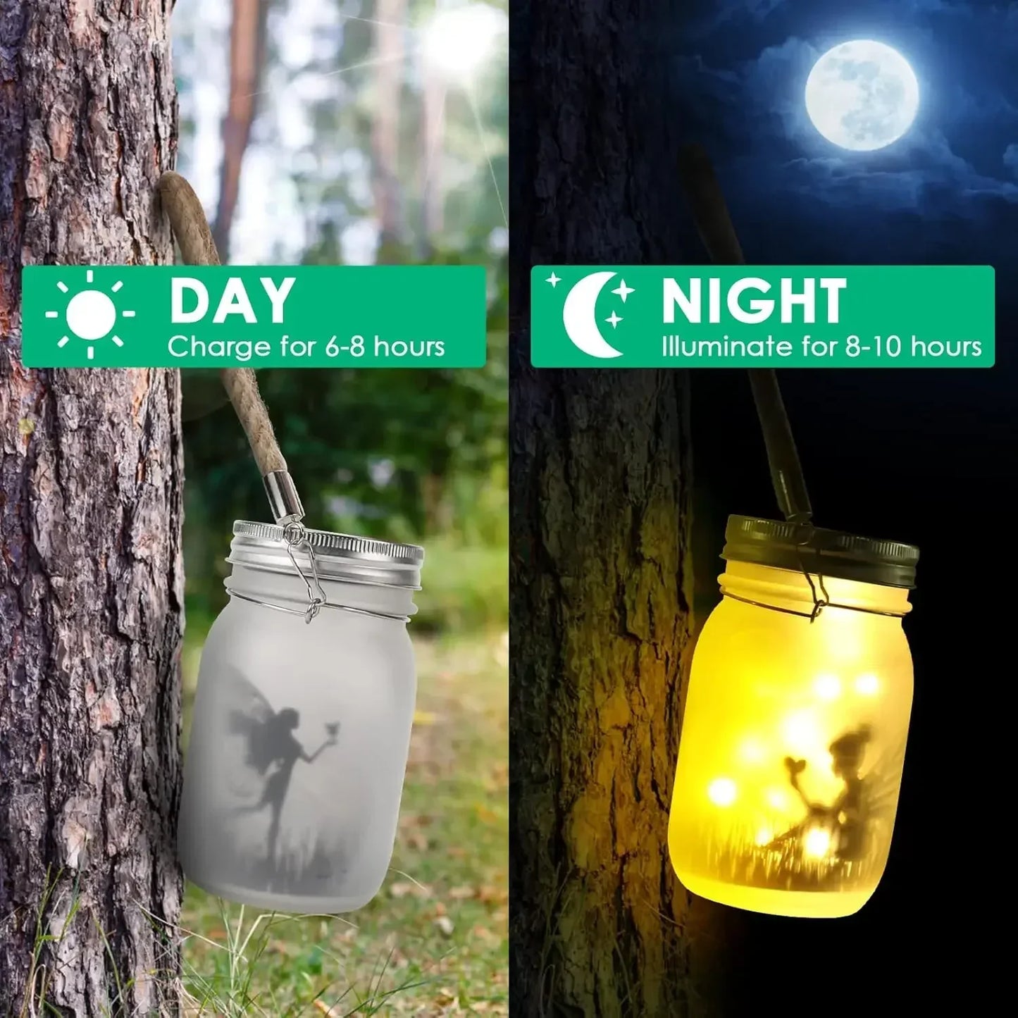 DecorBites™ Solar Mason Jar Fairy Lights for Garden Decoration