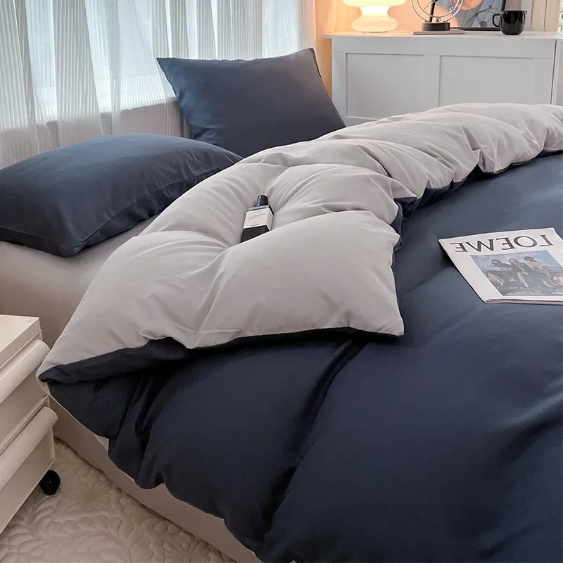 DecorBites™ Solid Color Brush Fabric Bedding Set - 4 Pieces