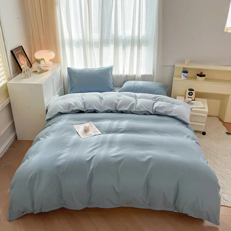 DecorBites™ Solid Color Brush Fabric Bedding Set - 4 Pieces