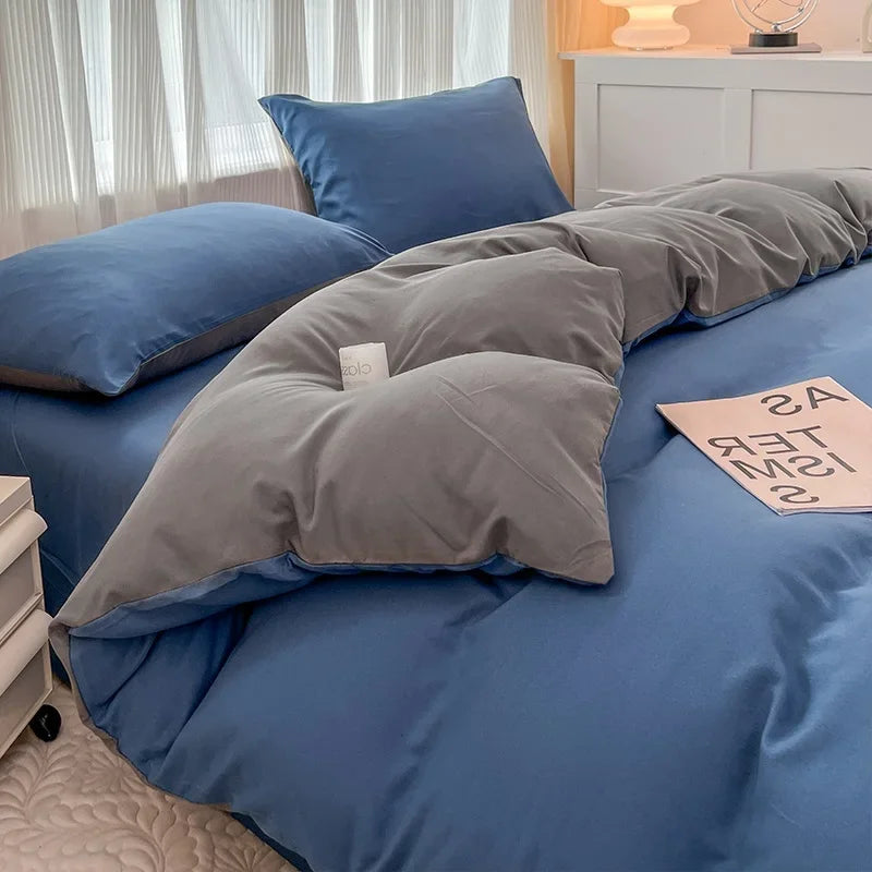 DecorBites™ Solid Color Brush Fabric Bedding Set - 4 Pieces