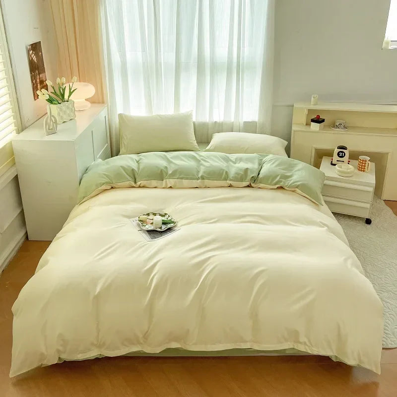 DecorBites™ Solid Color Brush Fabric Bedding Set - 4 Pieces