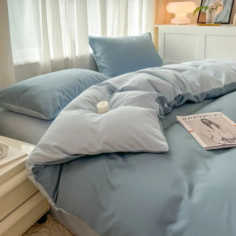 DecorBites™ Solid Color Brush Fabric Bedding Set - 4 Pieces