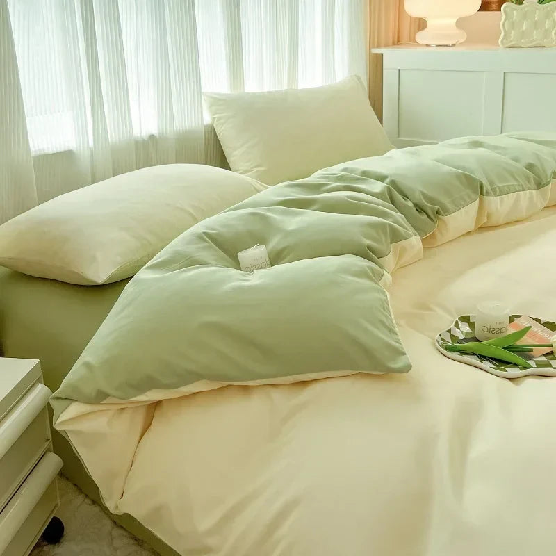 DecorBites™ Solid Color Brush Fabric Bedding Set - 4 Pieces